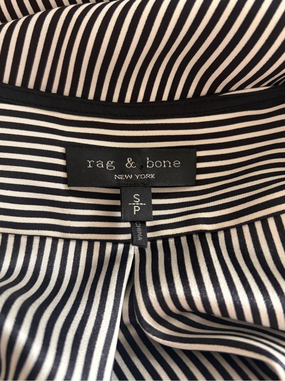 rag & bone Black and White Striped Silk Blouse - Picture 4 of 5
